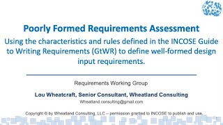 Poorly Formed Requirements Assessment Tutorial Part 1