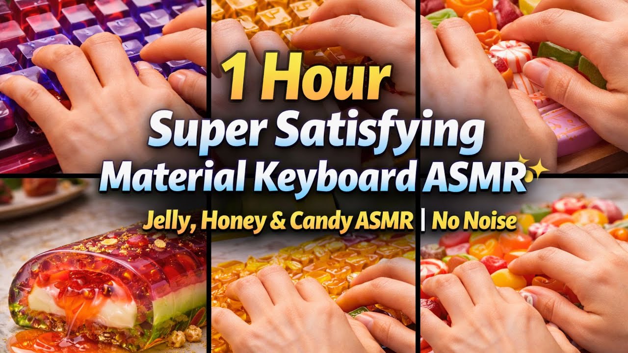 1 Hour Super Satisfying Material Keyboard ASMR ✨ Jelly, Honey & Candy ASMR | No Noise