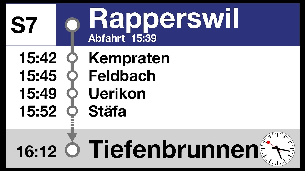 ZVV Ansagen, S7 (Rapperswil SG-ZH Tiefenbrunnen) | Bauarbeiten | DPZ TIMS