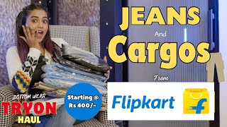 Trendy JEANS & CARGOS haul from Flipkart 💙 | TryOn | Honest Reviews || gimaashi