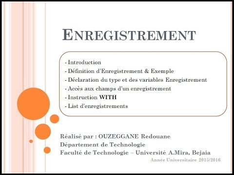 Cours 17 - Enregistrement - Record (Structure)