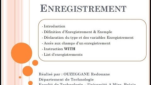 Cours 17 - Enregistrement - Record (Structure)