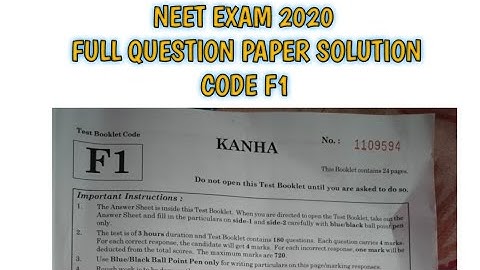 NEET exam 2020 !! Full question paper solution code F1
