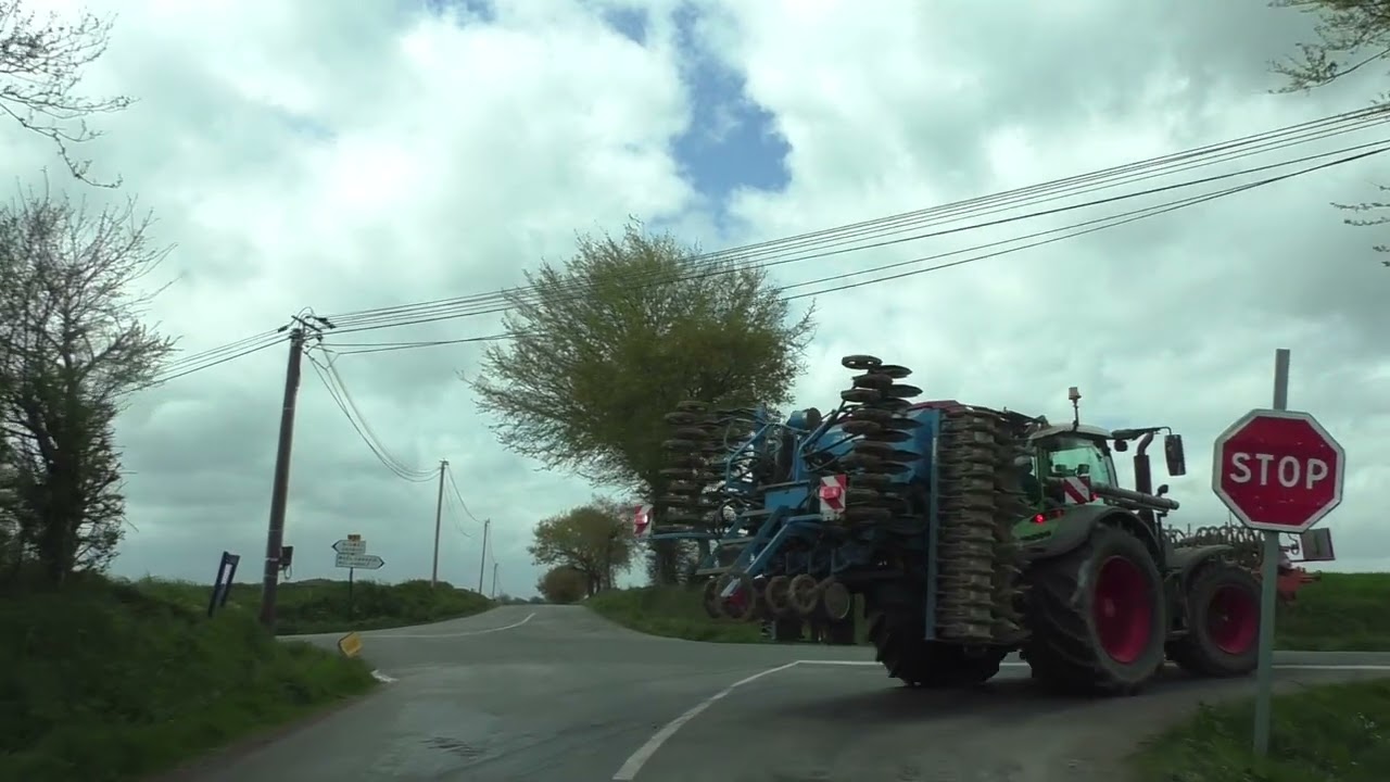 Driving Between 22110 Rostrenen & 22160 La Croix Tasset, Brittany, France 24th April 2024