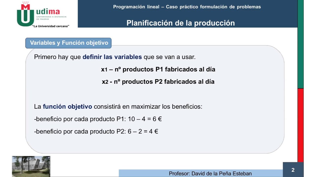 Caso práctico Programación lineal: Planificación de la producción.  Formulación del problema. - YouTube