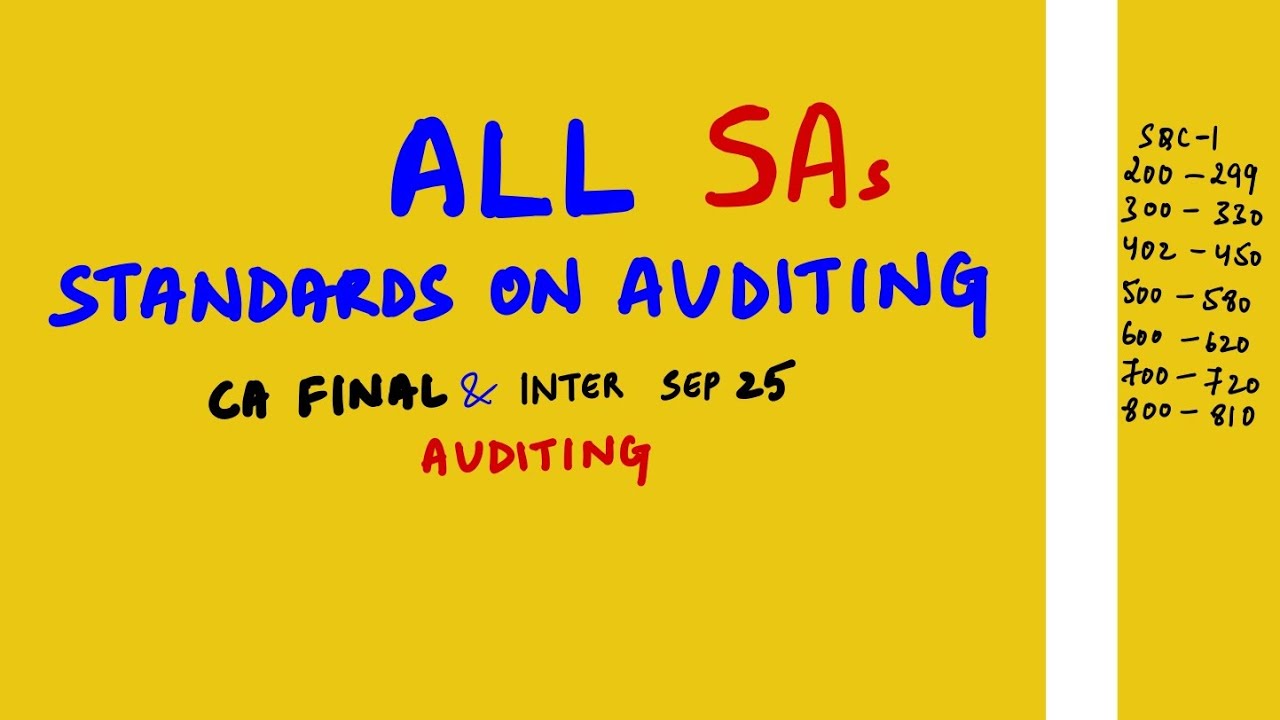 All Standards on Auditing (ALL SAs)  | CA FINAL & INTER AUDITING SEP 2025 Audit Revision