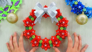 BONITA Corona Navideña de Origami para decorar o vender 🎄ideas de Manualidades Navideñas