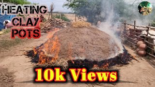 How to Heat Clay Pots Indian style | Burning Clay Pottery | Heating Mud Pots At Home |Aviyur Village