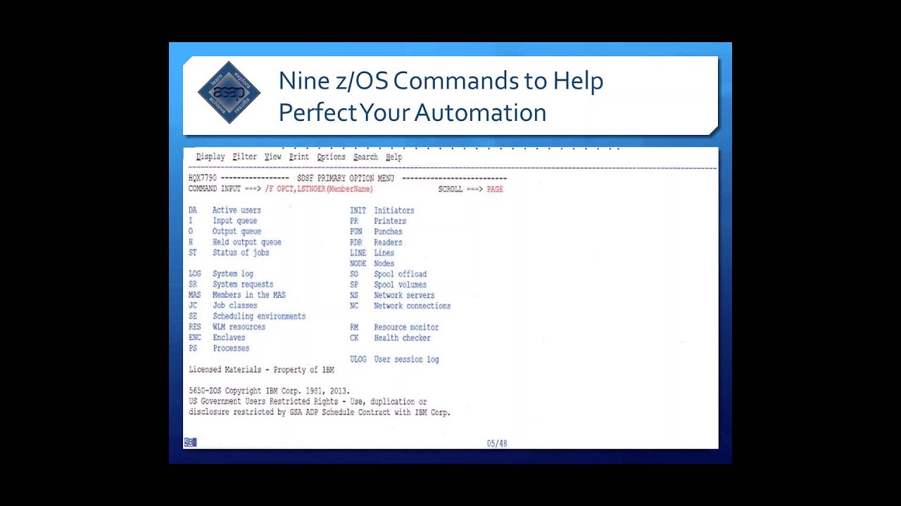 Nine z OS Commands to Help Perfect Your Automation - YouTube
