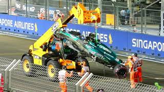 Aston Martin's Lance Stroll Crash and Aftermath | 2023 Singapore GP Qualifying Session F1