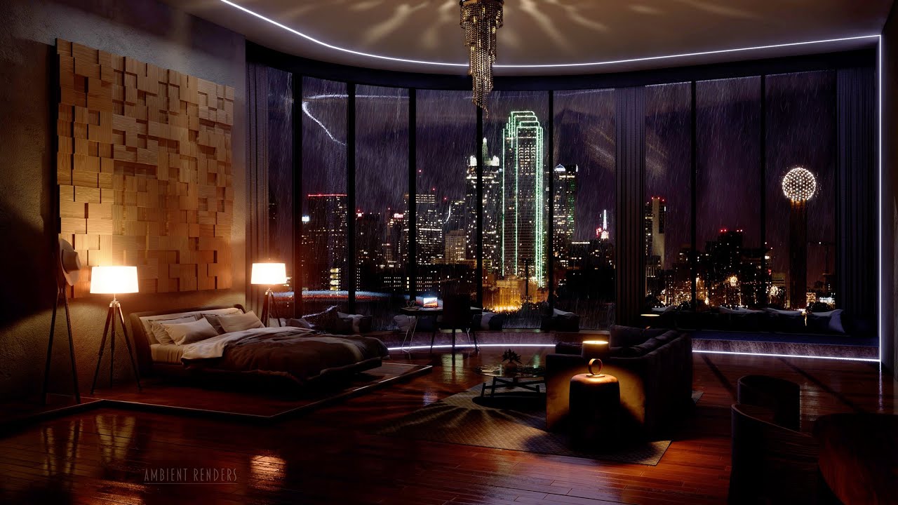 One More Night In Dallas TX | This time With Soft Thunder & Muffled Rain Sounds | 8Hours | 4K