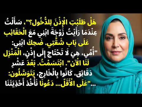 ج اء ت ز و ج ة اب ن ي ب ح ق ائ ب ل م ن ز ل ي س أ ل ت اس ت أ ذ ن ت ل لد خ ول ض ح ك ت