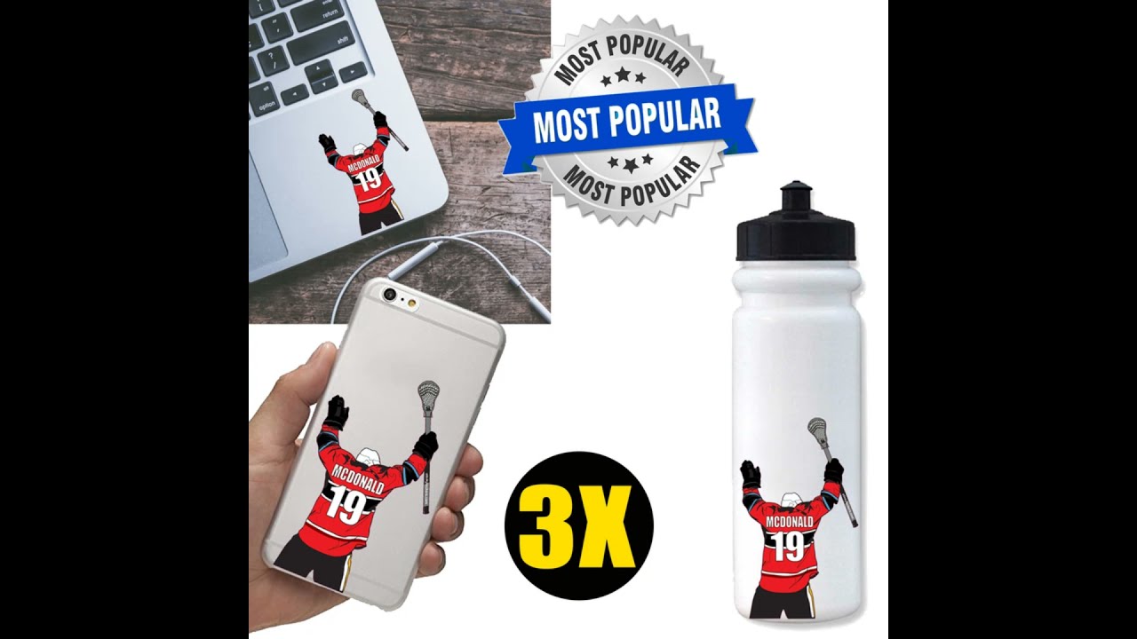 3 Pack Personalized Lacrosse Stickers for your Water Bottle | Cell Phone |  Laptop | Thermal Mug & More