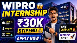 3 Wipro Internships 2026 😱 ₹30K Stipend | Any Graduate Apply Now 🚀