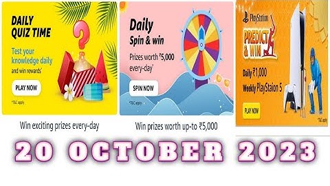 Funzone Amazon All Quiz Answers Today |20 October 2023 | @dailyquiztime #amazonfunzon