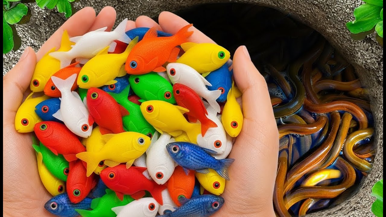 Catch Beautiful Aquarium Fish in small pond of colorful fish #001