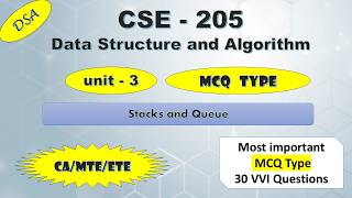CSE-205 | DSA | Unit 3 MCQ | 30 Important Questions | LPU Exam Preparation