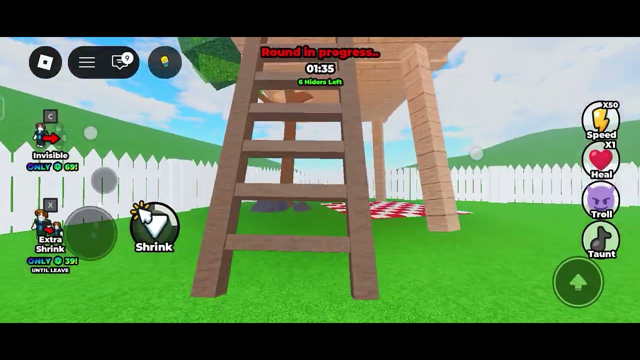 I played shrink and grow hide & seek