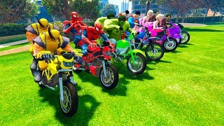LEARN COLOR กับ Superheroes รถจักรยานยนต์สวนกอล์ฟและรถตำรวจสำหรับเด็ก ๆ ตลก