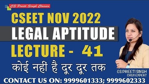 CSEET Nov 2022 l Legal Aptitude Lec 41 I CSEET Online classes I CSEET Face to Face Classes