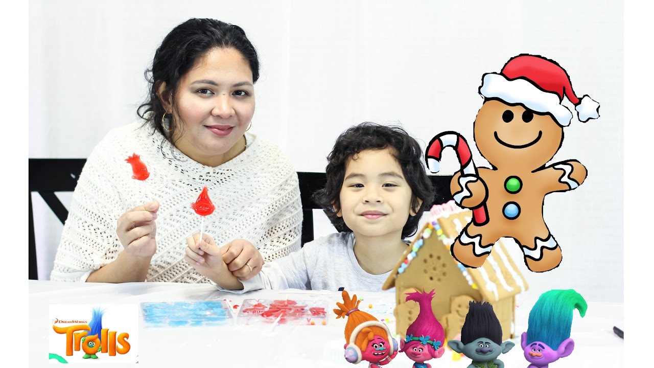 Christmas Fun Activity Family Gingerbread House Making Trolls Candy