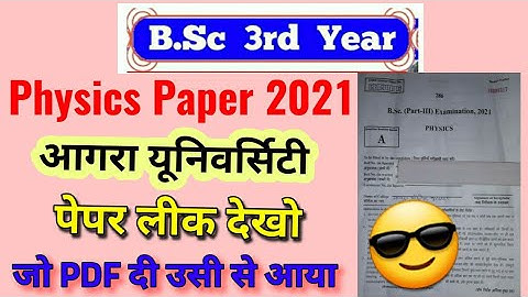 Agra University; B.Sc 3rd year Physics paper 2021 | Only those questions which were important wer...