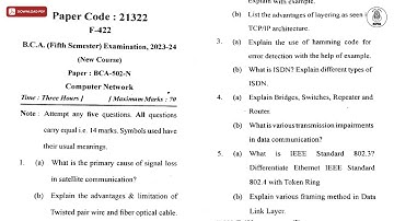 BCA 5TH SEM COMPUTER NETWORK 2024 | MJPRU