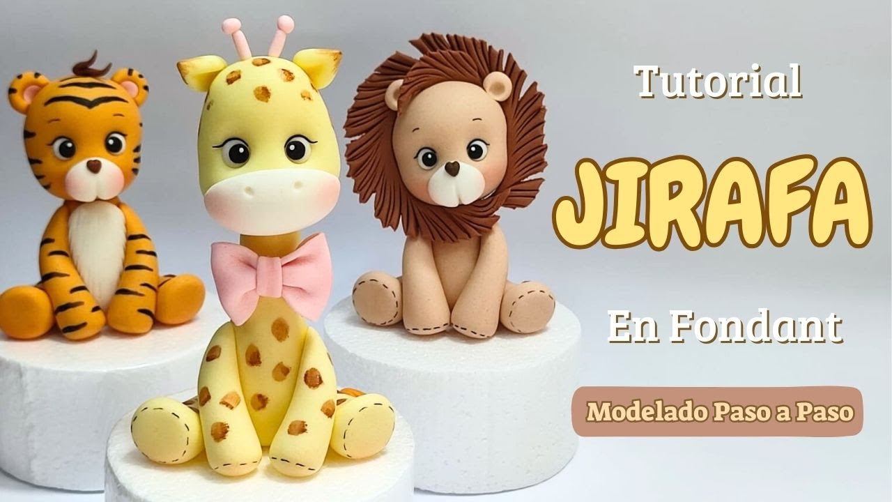 Cómo HACER una JIRAFA en FONDANT// Fondant GIRAFFE// Animals Cake Topper// Figuras Fondant
