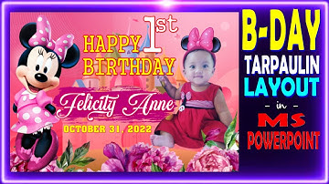 HOW TO MAKE BIRTHDAY TARPAULIN LAYOUT AND DESIGN IN MS POWERPOINT II MINNIE MOUSE THEMED