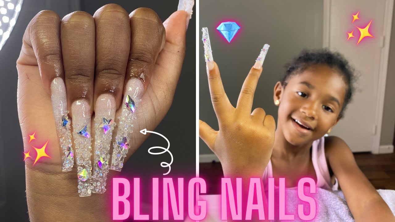 5 YEAR OLD GETS EXTRA LONG BLING ACRYLIC NAILS - YouTube