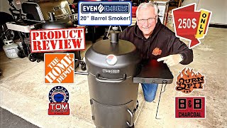 Honest Review of The Even Embers 20” Barrel Smoker-Grill! / Only $250! / Lots of Smoke!