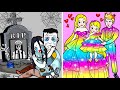 Paper Dolls Dress Up - Rainbow Rapunzel vs Sadako Daughter & Father Dress - Barbie Story & Crafts