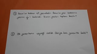 3 Sınıf Kesir Problemleri Kolaydan Zora Doğru 