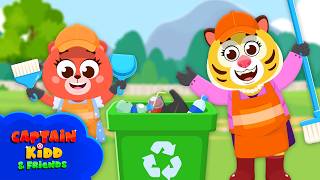 Learn To Recycle ♻️ | Clean Up The Trash Song | Kids Cartoon | @CaptainKiddandFriends  | Kiddopia