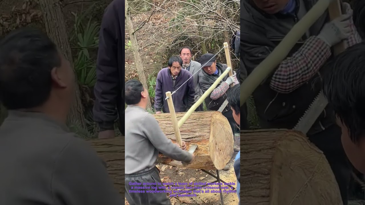 Traditional Two Man Crosscut Saw in Action