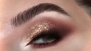 🌟 Brown Smokey Eyes & Gold Glitter Makeup Tutorial | Melissa Samways