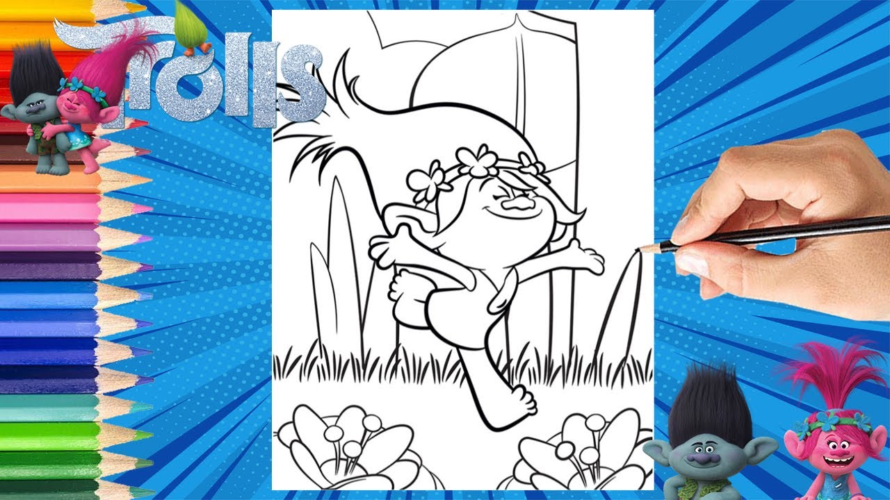 Coloring Trolls Poppy using Crayola Coloring Book Page|dreamworks