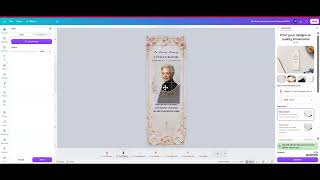 Pink Floral and PeaLI Celebration of Life  Bookmark template In Loving memory Bookmark BM12