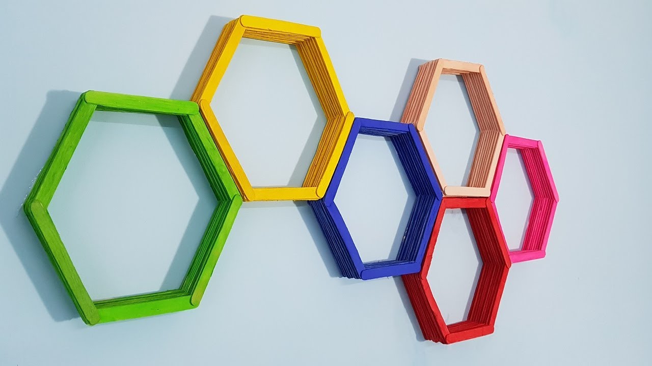 How To Make a Decorative Popsicle Stick Hexagon Shelf - DIY & Crafts