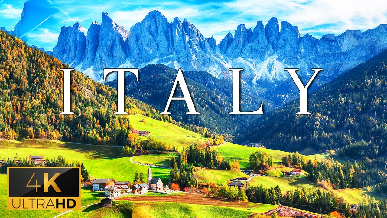 FLYING OVER ITALY 4K UHD   Calming Music With Beautiful Natural Landscapes Film For Relaxation