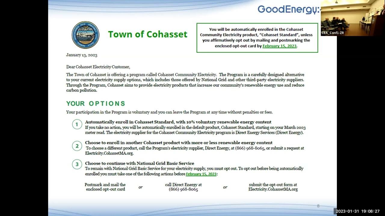 Cohasset Community Electricity Program 13123 inar YouTube
