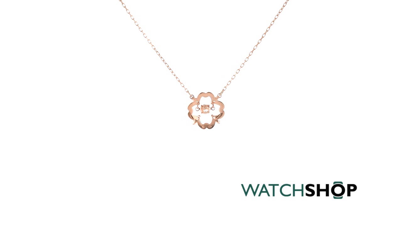 Ladies Swarovski Rose Gold Plated Sparkling Dance Flower Necklace 