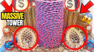 WORLD’S “BIGGEST” POKER CHIP TOWER CRASHES DOWN! HIGH LIMIT COIN PUSHER MEGA MONEY JACKPOT! by A&V Coin Pusher 26,100 views 3 days ago 32 minutes