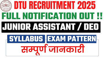 DTU NOTIFICATION 2025 II FULL NOTIFICATION OUT II VIKRAM SIR