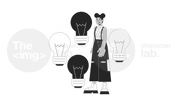Business woman inspired lightbulb bw outline 2D animation
