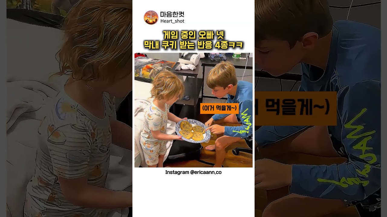게임 중인 오빠 넷 막내 쿠키 받는 반응