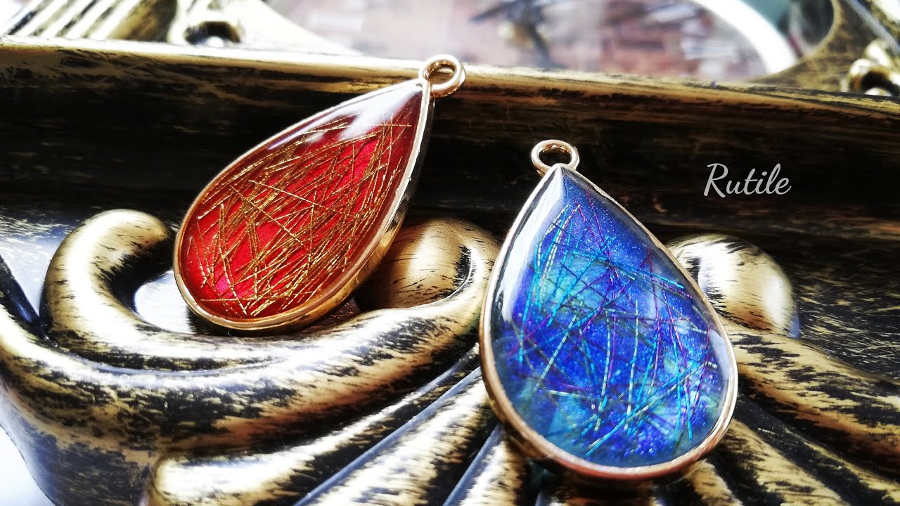 レジン💎簡単!時短!ダイソーのヤーン使用♪ルチルペンダント✨resin