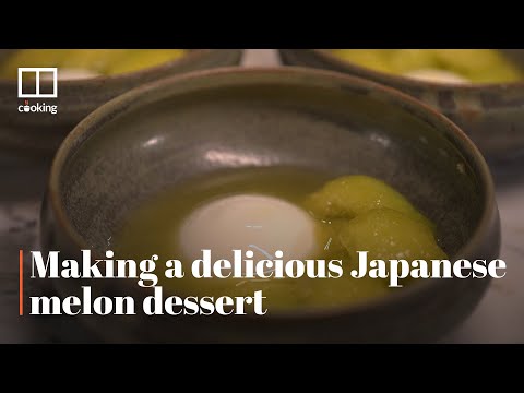 Chef Hideaki Sato from Ta Vie makes a fresh jasmine blancmange with Japanese melon