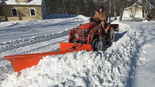 Plowing 8' of snow with Kubota B2601 and custom snow plow