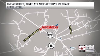 VIDEO: 1 arrested, 3 at large following multi-agency car chase ending in Berkeley Co.